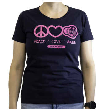 DD Women′s t-shirt L Navy Love Peace & Bass image