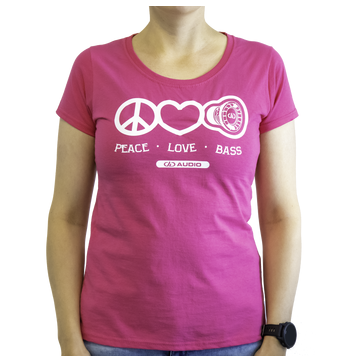 DD Women′s t-shirt M Pink Love Peace & Bass image